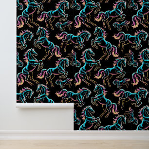 Horse Neon Light Glitch Retro Style Wallpaper
