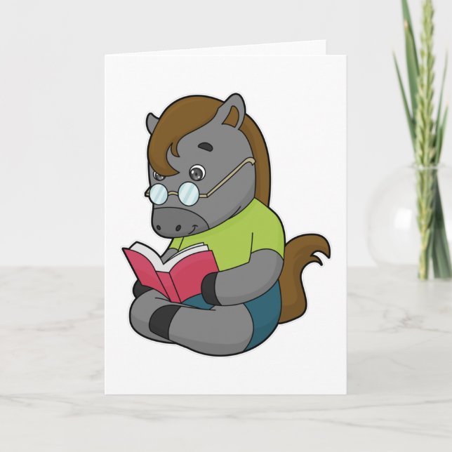 Horse Nerd Book Glasses Card (Front)