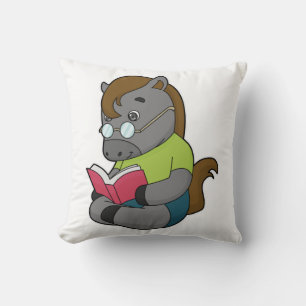 Horse Nerd Book Glasses Cushion