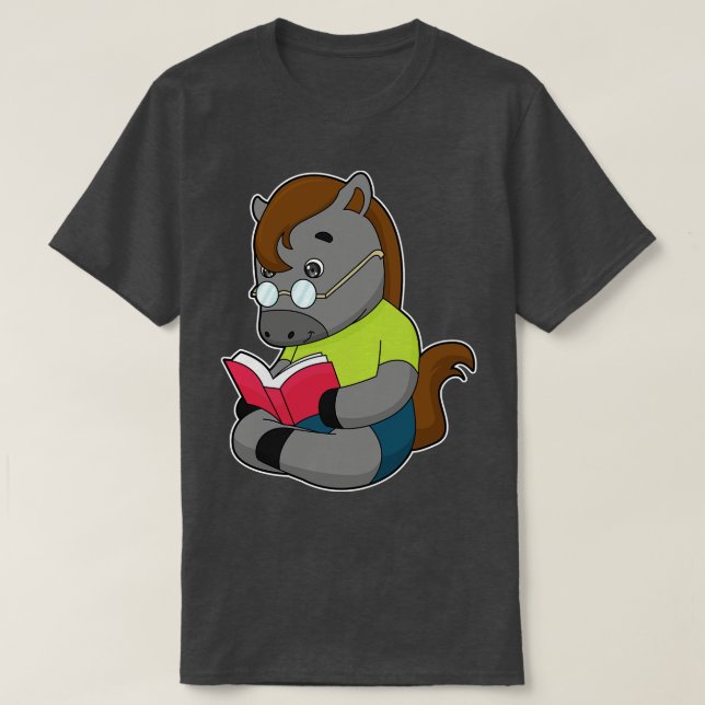 Horse Nerd Book Glasses T-Shirt (Design Front)