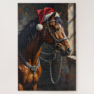 Horse Noble Chiaroscuro Christmas Stable Hat Jigsaw Puzzle