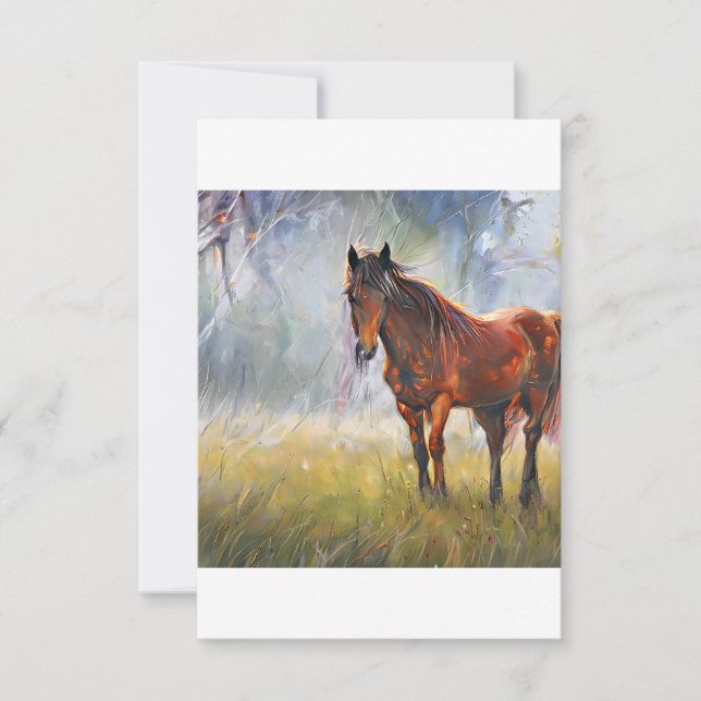 Horse on a grass thank you card (Front)