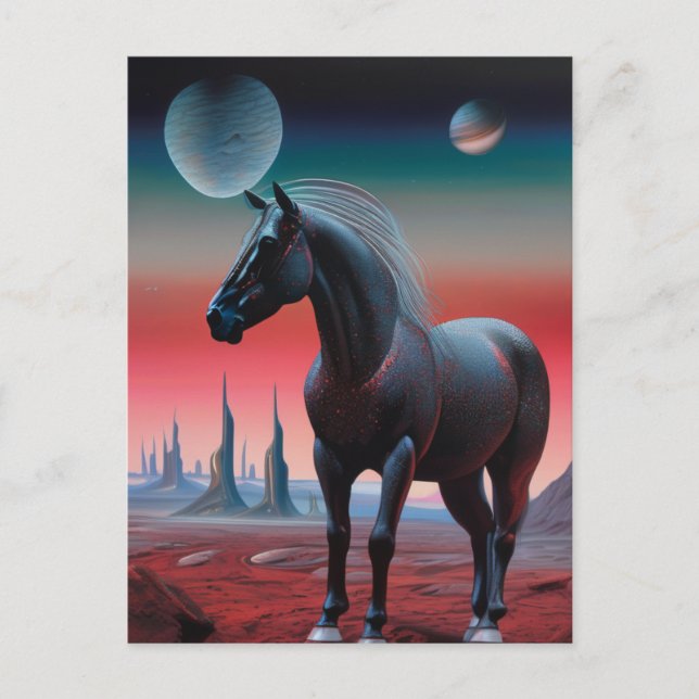 Horse on a Planet in Outerspace Postcard (Front)