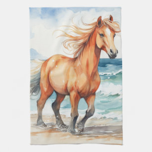 Horse on Beach Tea Towel