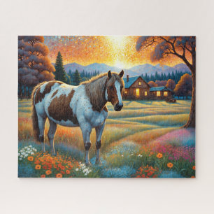 Horse on Farm Wildflower Meadow Jigsaw Puzzle