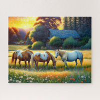 Horse on Farm Wildflower Meadow