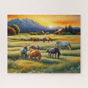 Horse on Farm Wildflower Meadow Jigsaw Puzzle