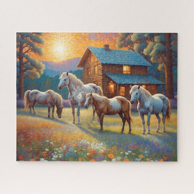 Horse on Farm Wildflower Meadow Jigsaw Puzzle (Horizontal)