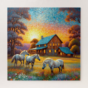 Horse on Farm Wildflower Meadow Jigsaw Puzzle