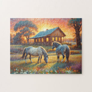 Horse on Farm Wildflower Meadow Jigsaw Puzzle