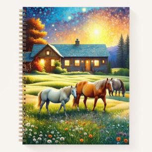 Horse on Farm Wildflower Meadow Notebook