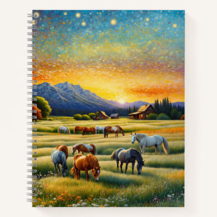 Horse on Farm Wildflower Meadow Notebook