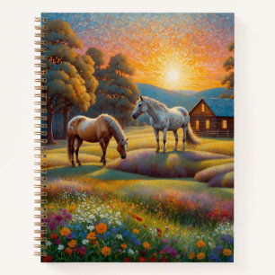 Horse on Farm Wildflower Meadow Notebook