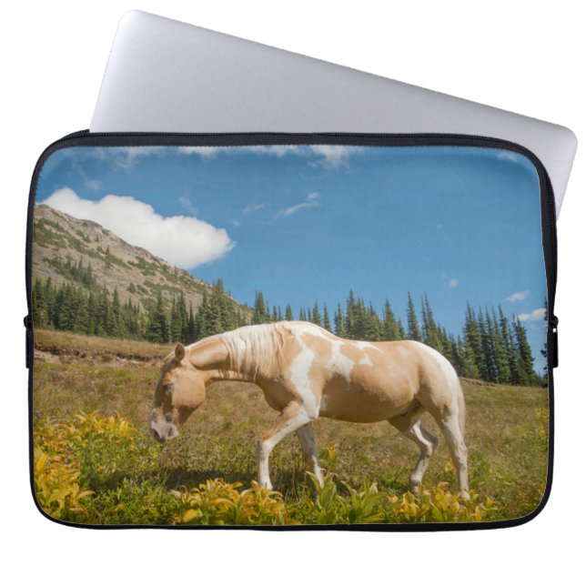 Horse on Grasses in an Alpine Meadow in Summer Laptop Sleeve (Front)