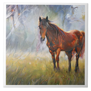 horse on the grass ceramic tile