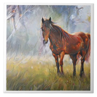 horse on the grass ceramic tile