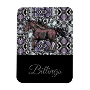 Horse on the run-Purple Hue/ Name design Magnet