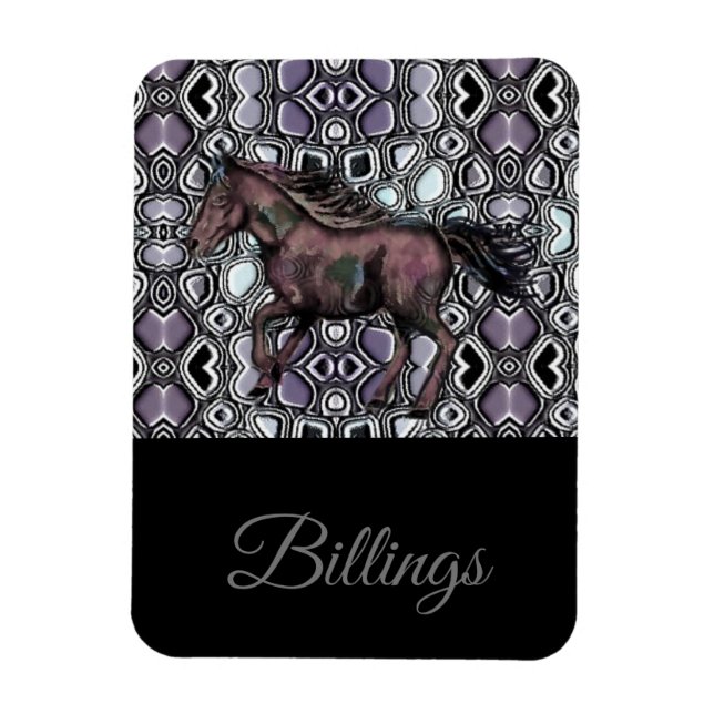 Horse on the run-Purple Hue/ Name design Magnet (Vertical)
