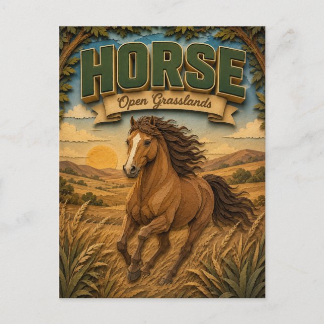 Horse Open Grasslands POPCUT Postcard (Front)