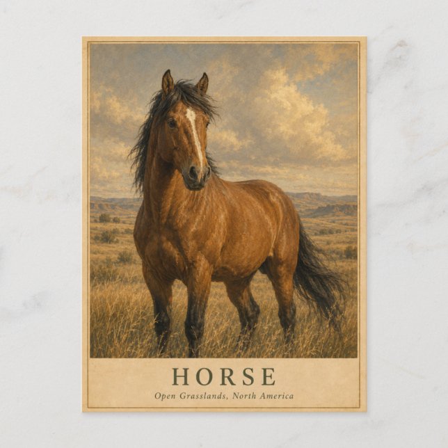 Horse Open Grasslands VINTAGE Postcard (Front)