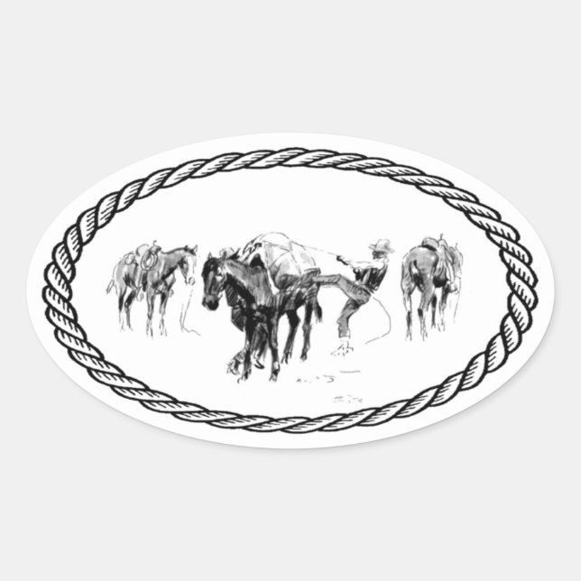Horse Packing Euro Style Oval Sticker (Front)