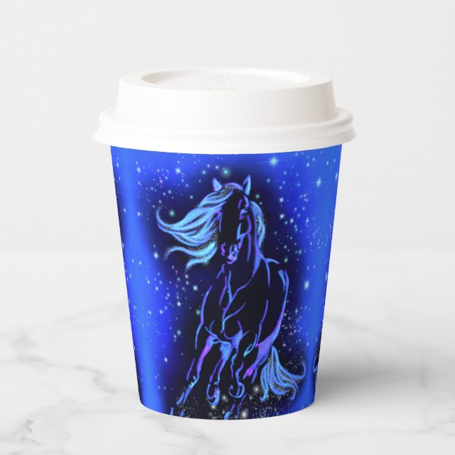 Horse Paper Cups Running In Blue Moonlight (Left)
