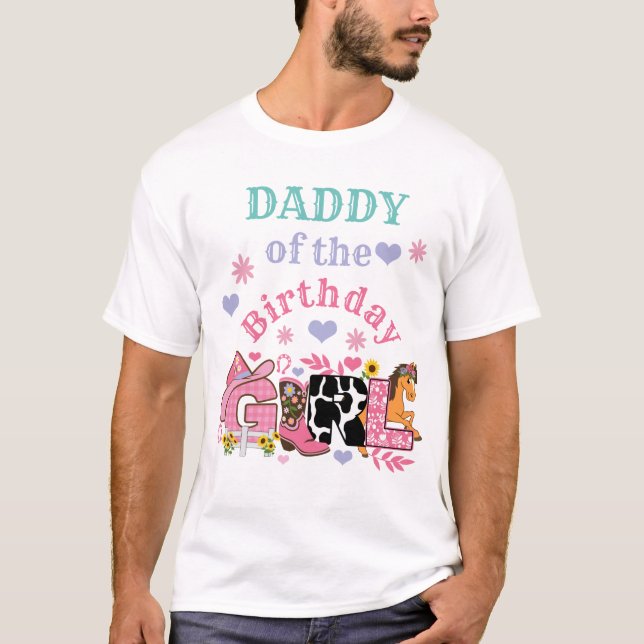 Horse Party Dad of the Birthday Girl Rodeo Cowgirl T-Shirt (Front)