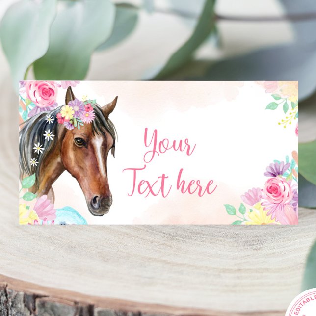 Horse Party Folded Place Card (Creator Uploaded)