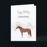 Horse Partying Farm Animals Birthday  Card<br><div class="desc">A cute illustration of a horse partying and having fun! Horse wearing a party hat and blowing party horn with confetti raining down on it. Let the celebrations begin! Perfect for anyone who loves funny barn animal illustrations and farm animals etc. Ideal for a birthday gift, nursery decor, kids room...</div>