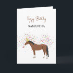 Horse Partying Farm Animals Birthday  Card<br><div class="desc">A cute illustration of a horse partying and having fun! Horse wearing a party hat and blowing party horn with confetti raining down on it. Let the celebrations begin! Perfect for anyone who loves funny barn animal illustrations and farm animals etc. Ideal for a birthday gift, nursery decor, kids room...</div>