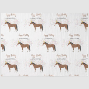 Horse Partying Farm Animals Custom Name Birthday   Tissue Paper