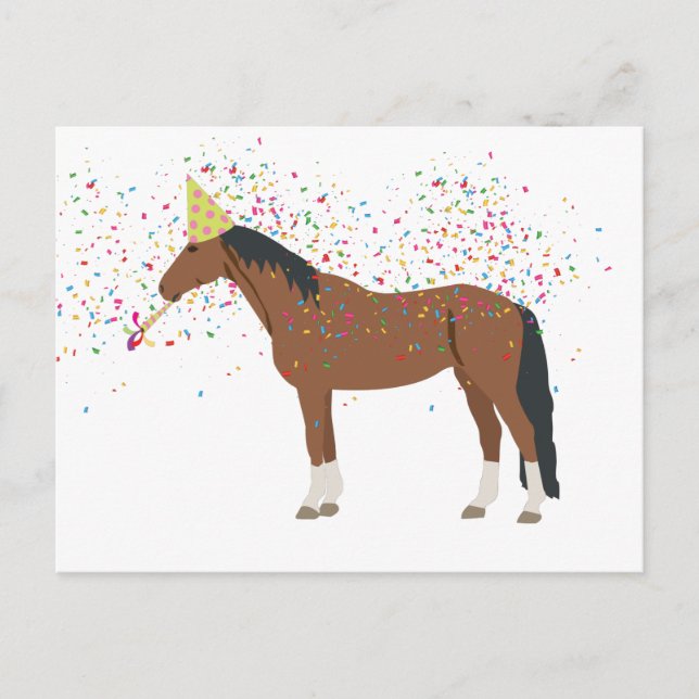 Horse Partying Farm Animals Having a Party  Holiday Postcard (Front)