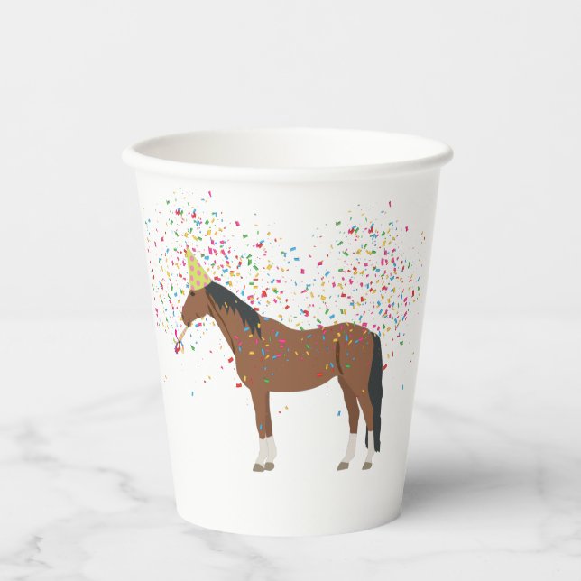Horse Partying Farm Animals Having a Party  Paper Cups (Front)