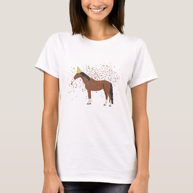 Horse Partying Farm Animals Having a Party T-Shirt (Front)
