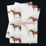 Horse Partying Farm Animals Having a Party  Wrapping Paper Sheet<br><div class="desc">A cute illustration of a horse partying and having fun! Horse wearing a party hat and blowing party horn with confetti raining down on it. Let the celebrations begin! Perfect for anyone who loves funny barn animal illustrations and farm animals etc. Ideal for a birthday gift, nursery decor, kids room...</div>