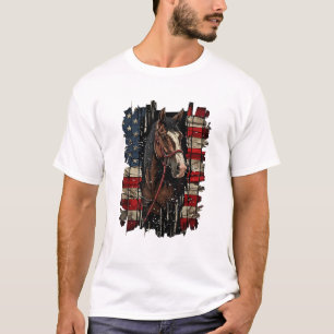 Horse Patriotic Equestrian 4th Of July USA America T-Shirt