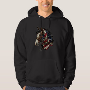 Horse Patriotic Equestrian American Flag USA Weste Hoodie