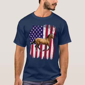 Horse Patriotic Horse American Flag Horseback gift T-Shirt