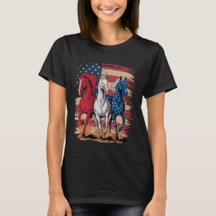 Horse Patriotic USA Flag 4th of July Horses T-Shirt