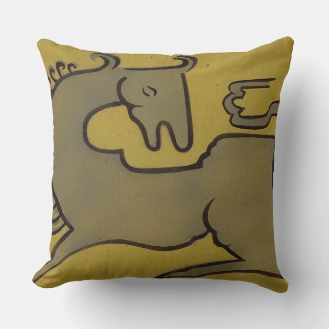 Horse (pen, ink & gouache on paper) cushion (Front)