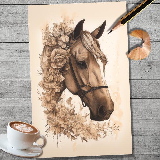 Horse Pencil Art 2 Decoupage Paper (Creator Uploaded)