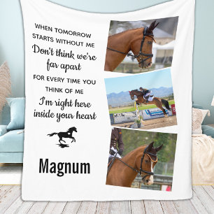 Horse Personalised 3 Pictures Pet Memorial Fleece Blanket