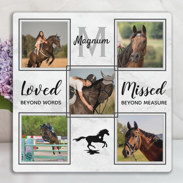 Horse Pet Memorial Photo Collage In Loving Memory Plaque (Creator Uploaded)
