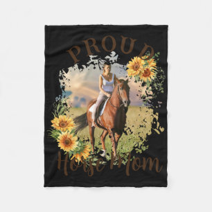Horse Pet Photo Text Sunflower Accent T Shirt  Fleece Blanket