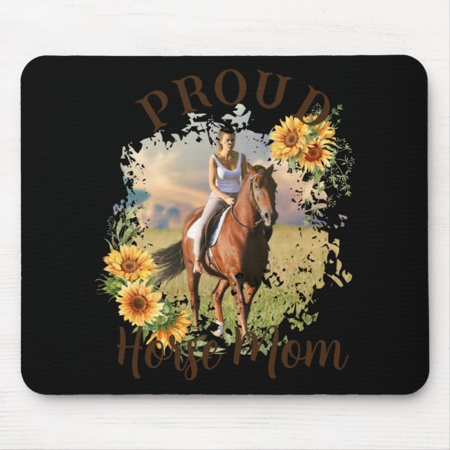 Horse Pet Photo Text Sunflower Accent T Shirt  Mouse Pad (Front)