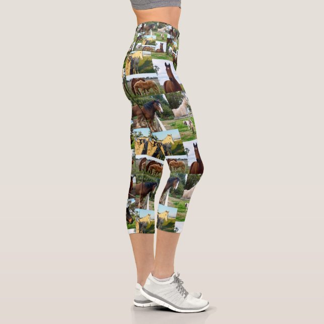 Horse Photo Collage, Capri Leggings (Right)