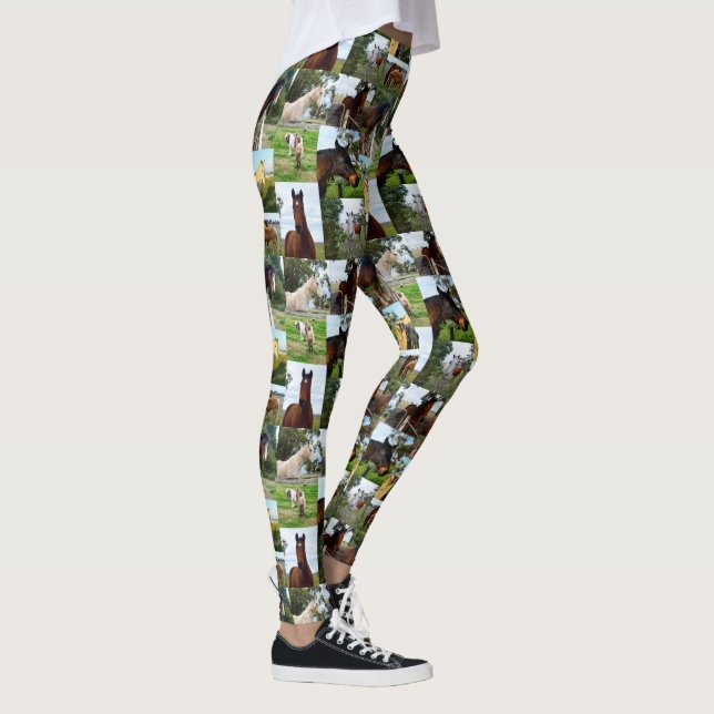 Horse Photo Collage, Ladies Full Print Leggings. Leggings (Right)