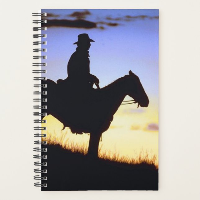 Horse Photo Equine Western Cowboy Sunset Silhouett Planner (Front)