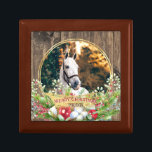 Horse photo wood frame gold Christmas  Gift Box<br><div class="desc">Personalised horse photo Christmas gift box with your horse's photo in wood frame,  gold elements,  Christmas wreath.</div>