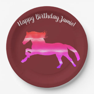 Horse Pink Art Custom Paper Plates